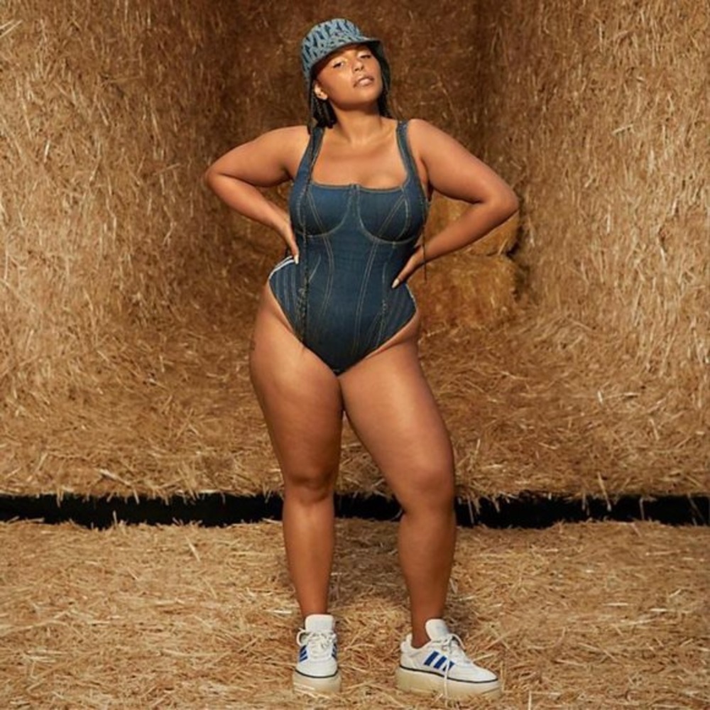 Ivy Park Adidas Rodeo Denim Bodysuit Plus-size 2X NWT